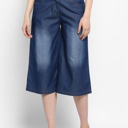 StyleStone Women Blue Regular Fit Solid Culottes-image-41