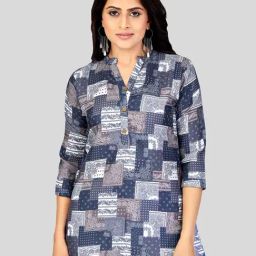 Saree Swarg Blue Printed Short Kurti-image-51