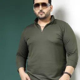 Rigo Plus Size Slim Fit Striped High Neck Long Sleeves T-shirt-image-80