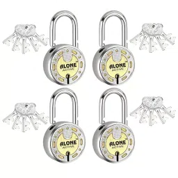 ALONE LOCKS Round 65 mm Alloy Steel ‎Antique 20 Same Keys Double Locking Padlock (Pack of 4)-image-55