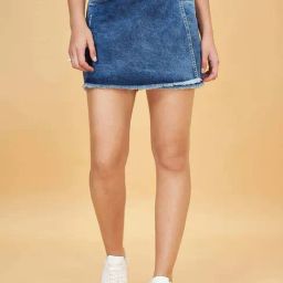 People by Pantaloons Blue Cotton Skorts-picture-10