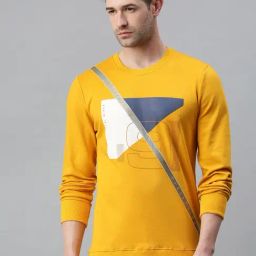 SHOWOFF Yellow Cotton Slim Fit Printed Sweatshirt-picture-15