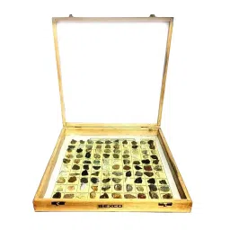 BEXCO Collection of 100 Rocks in Wooden Show Case Box, 8O-6FMH-KICJ-21