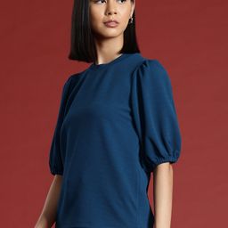 all about you Textured Puff Sleeve Top-image-70