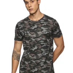 DOMIN8 Green Regular Fit Camo Print Sports T-Shirt-image-58