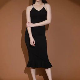 Kotty Black Relaxed Fit Bodycon Dress-image-97