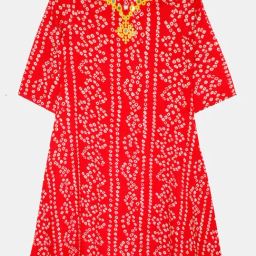 Kiddopanti Kids Red Printed Kurta-image-81