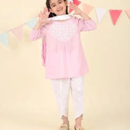 Fabindia Girls Lavender Cotton Embroidery Kurta Set-image-18