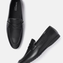 INVICTUS Men Black Perforated Formal Slip-ons-image-60