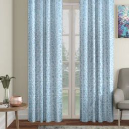 Hosta Homes Blue Polyester Long Door Blackout Curtain-2
