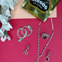 NVR Silver-Plated Valentine Special Women's Jewellery Combo Set with Chocolate-24