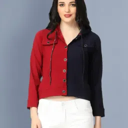 BUYNEWTREND Maroon & Navy Color-Block Jacket-picture-30