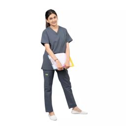 UniforMD Cotton Polyester Blend Plain Type Grey Scrub Suit for Hospitals & Clinics Size XXL, SS01PCL-image-61