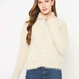 MADAME Off White Solid Jacket-image-32