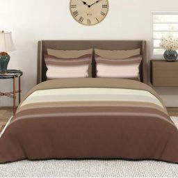Layers Duracount 225 CVC Cotton Blend Stripes Pattern Bedsheet with 2 Pillow Covers (King)-picture-25