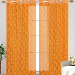Galaxy Home Decor Orange Set of 2 Sheer Window Curtain-image-93