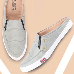 FAUSTO Men Grey Slip-On Sneakers-image-52