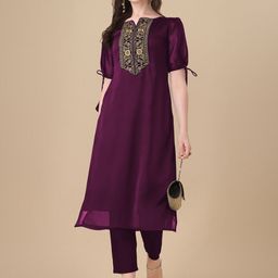 GOROLY Women Embroidered Summer Sheers Kurta-45