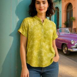 CORSICA Tie and Dye Green Top-image-77