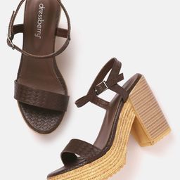 DressBerry Textured Open Toe Block Heels-47