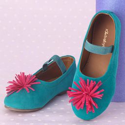 Babyoye Bellies & Peep Toes With Floral Applique - Teal-image-11