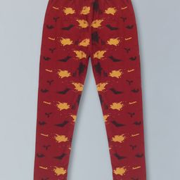 Kiddopanti Cotton Lycra Abstract Printed Legging - Maroon-image-68