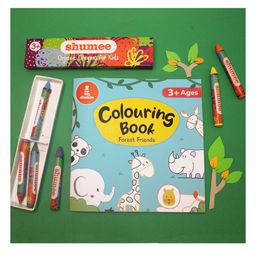 Shumee Organic Crayon Kit and Forest Friends Coloring Book (3 Years+) Multicolor- 1 coloring book and 6 crayons.-13