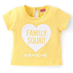 Babyhug 100% Cotton Knit Half Sleeves T-Shirt with Text Graphics - Mustard-image-67