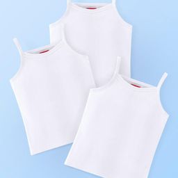 Babyhug 100% Cotton Knit Sleeveless Slips Solid Colour  Pack of 3 - White-picture-40
