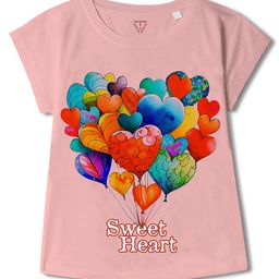 Wear Your Mind Half Sleeves Balloon Hearts Printed Tee - Pink-image-105