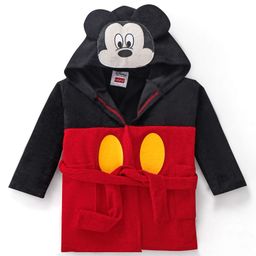Babyhug Disney Terry Knit Hooded Bath Robe With Pockets And Mickey Mouse Graphics -Red-image-8