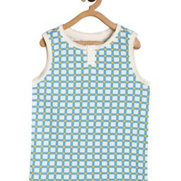MINI KLUB Cotton Sleeveless Checked Jhabla - Blue-picture-45