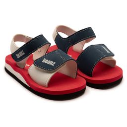 Beanz Colour Blocked Sandals With Double Velcro Closure - Red & Navy Blue-picture-18