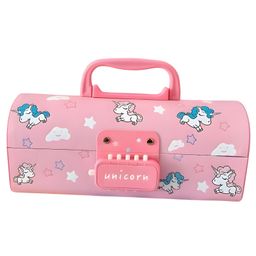 SCHOOLISH Unicorn design pencil case Spacious Interior Suitcase Style Password Lock Case, Multi-Layer, Stationary Organizer Case For Kids- PACK OF 1- COLOR MAY VARY-20