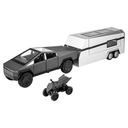 Magicwand 1:32 Scale Die-Cast CyberrTruck Random Color Pick-Up Trailer with 6 Openable Doors Pull Back Action,Lights & Music Pack of 1-image-19