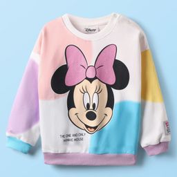 Babyhug Disney Terry Knit Full Drop Shoulder Sleeves Sweatshirt With Minnie Mouse Graphics - Multicolor-image-5