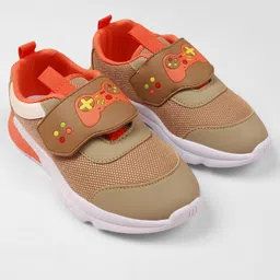 Cute Walk by Babyhug Velcro Closure Sneaker Shoes With Gaming Remote Control Print - Khaki-picture-5