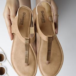 Shoetopia Solid Slip On Sandals - Beige-image-29