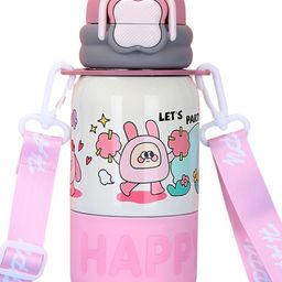 Little Surprise Box Happy Cartoon Stainless Steel kids Water Bottle Pink - 500ml-image-33