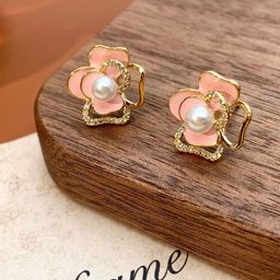 KRENOZ Gold-Plated Artificial Stones & Pearls Studded Floral Studs Earrings-51