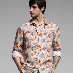 Jack & Jones Men Spread Collar Floral Printed Lyocell Slim Fit Casual Shirt-picture-44