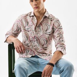 Snitch Men Abstract Printed Spread Collar Casual Shirt-image-44