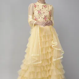 DIVASTRI Embroidered Beads and Stones Semi-Stitched Lehenga & Unstitched Blouse With Dupatta-23