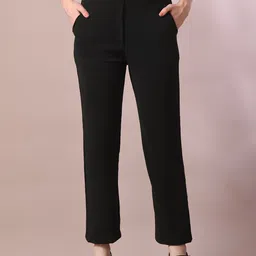 HERE&NOW Women Comfort Straight Fit Wrinkle Free Trousers-picture-20