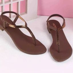 Metro Women's Brown T-Strap Sandals-image-51