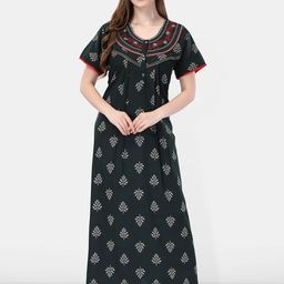 Be You Green Embroidered Maxi Nightdress-picture-53