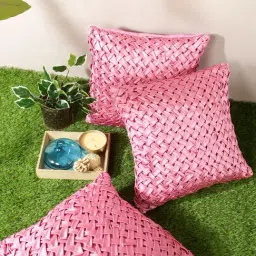Romee Pink Polyester Cushion Covers (40 x 40 cm) - Set of 3-image-81