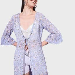 BUYNEWTREND Purple Floral Print Shrug-image-72