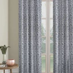 Hosta Homes Grey Polyester Long Door Blackout Curtain-3