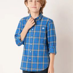 Jack & Jones Junior Blue Checks Full Sleeves Shirt-image-88